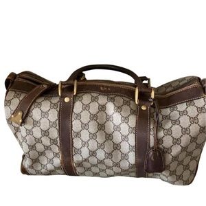 Gucci vintage brown and beige leather satchel
